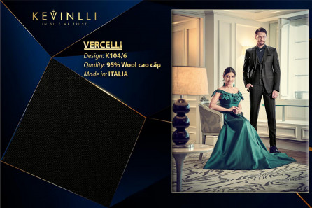 K104/6 Vercelli CVM - Vải Suit 95% Wool - Đen Trơn